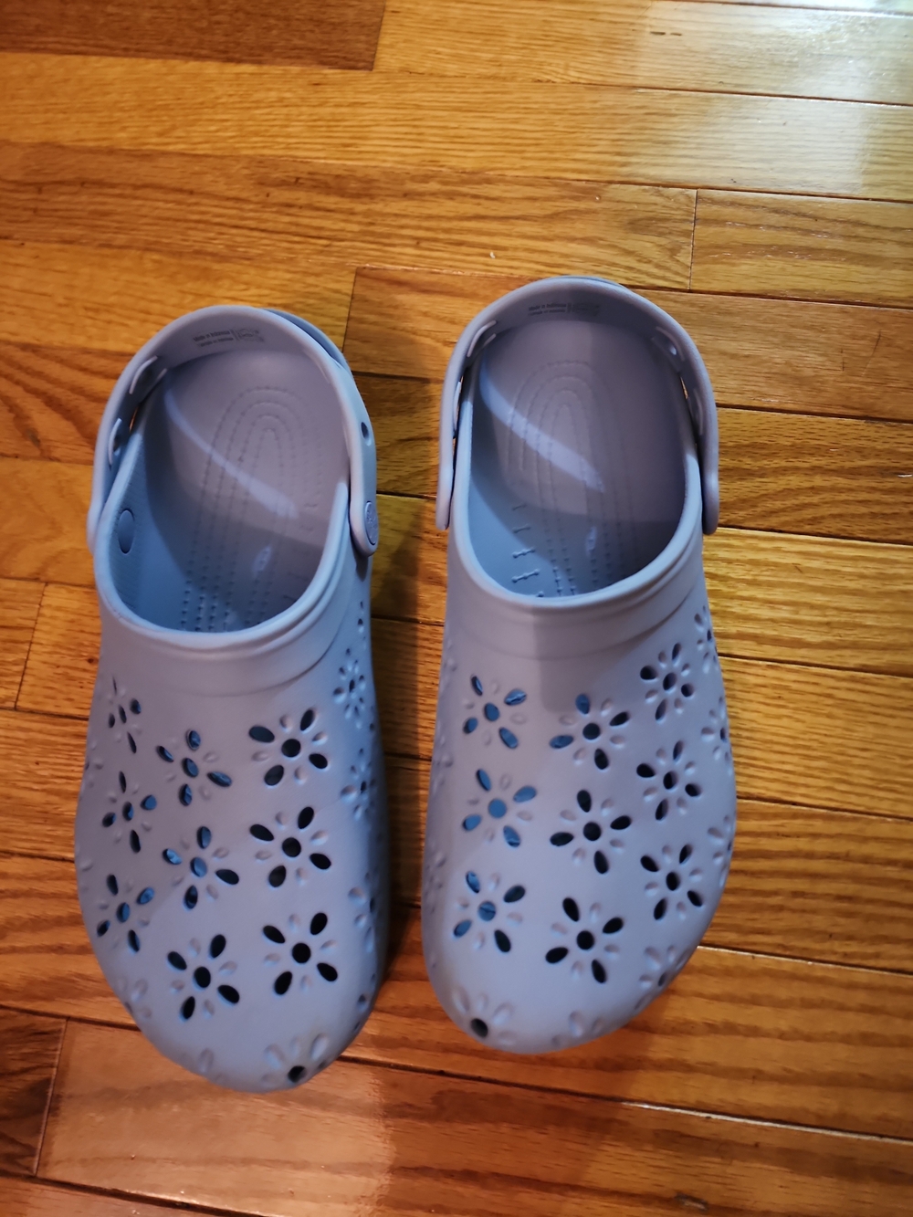 Crocs Classic Light Blue Floral Cutout Clogs for Women